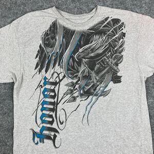 Honor T-Shirt Mens Gray XL Black Eagle Graphic Gothic Style Short Sleeve